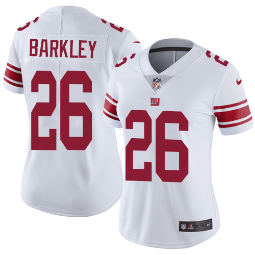 Nike Giants #26 Saquon Barkley White Women's Stitched NFL Vapor Untouchable Limited Jersey - Click Image to Close
